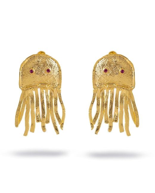 Ebru Jewelry Metallic Mystic Ruby-Eyed Jellyfish Earrings