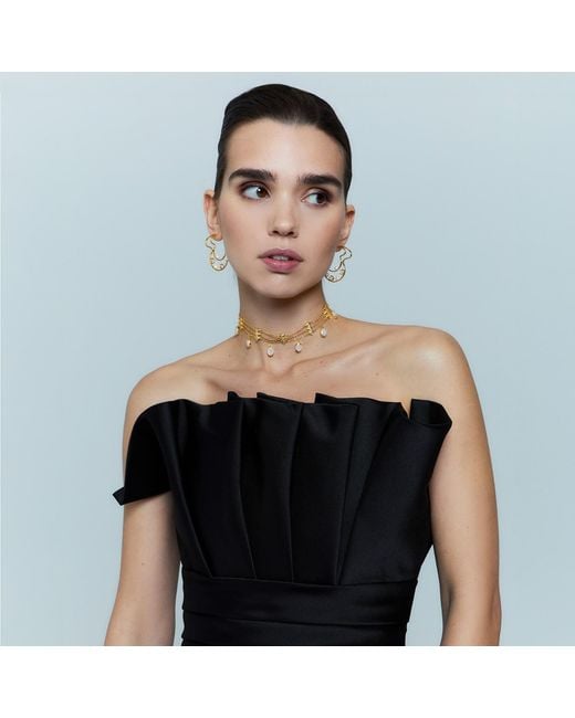 Lavani Jewels Metallic Lyra Pearl Hoop Earrings