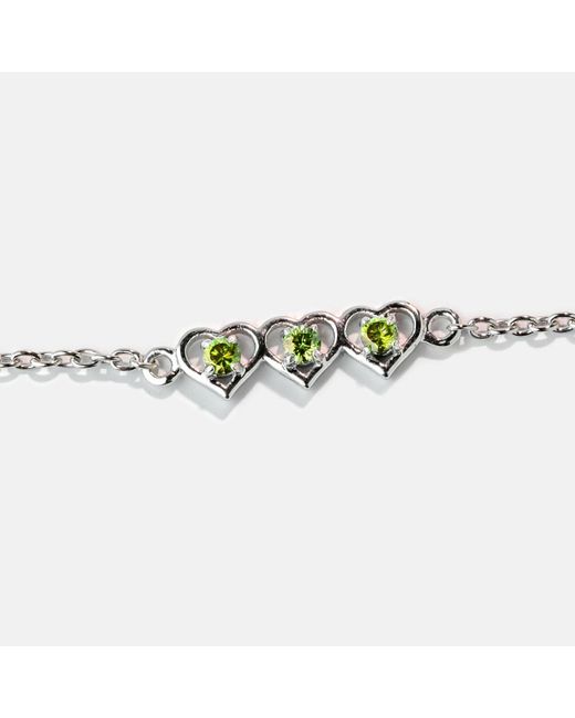 Belinda Jewelz Metallic Peridot Triple Heart Bracelet