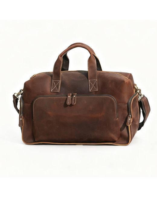 Touri Brown Genuine Leather Front Pocket Boarding Bag for men