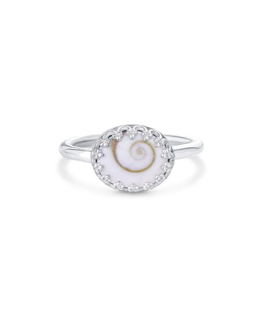 Arianne Delaney White Sterling Shiva Shell Gemstone Ring