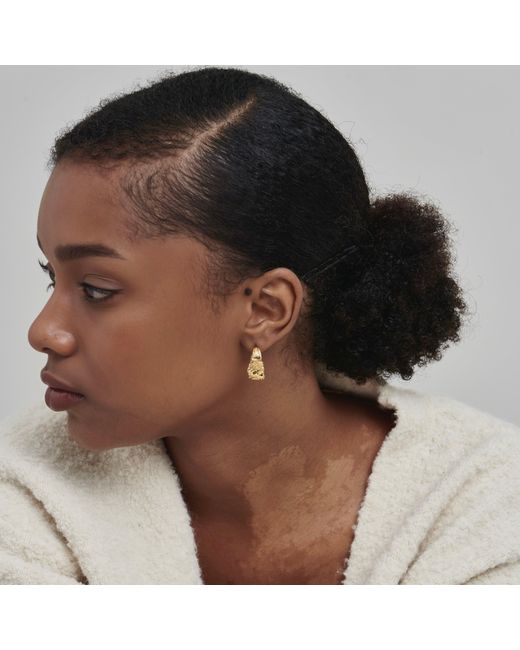 Shabella Nyc Metallic Crinkle Hoops Earings