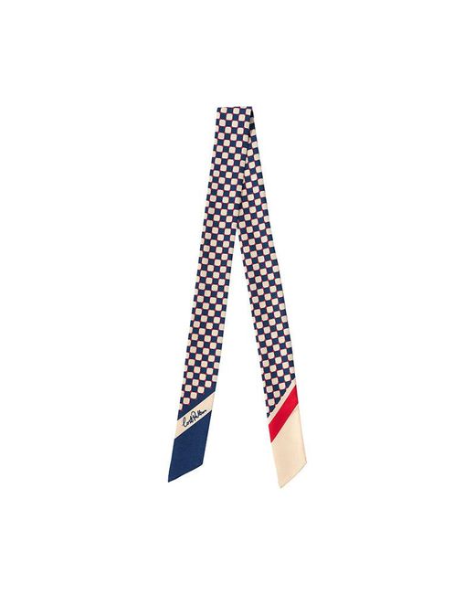 Lost Pattern Blue Checkerboard Twilly Scarf