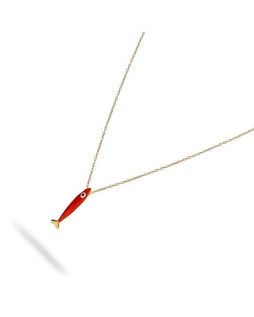 Ebru Jewelry Metallic Spirit Fish Enamel Necklace