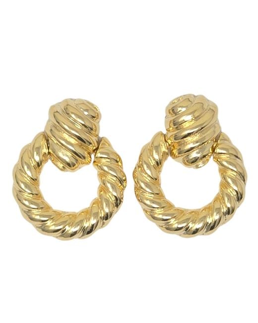 Harfi Metallic Chunky Croissant Textured Donut Dangle Plated Earrings