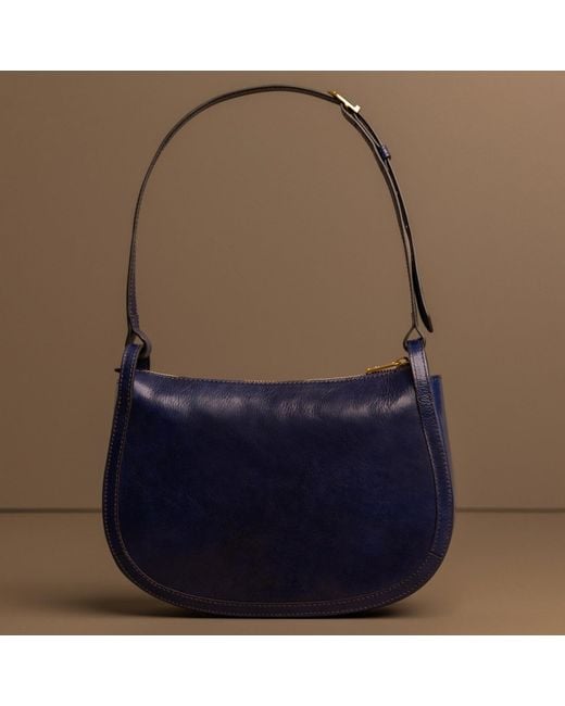 Time Resistance Blue Leather Hobo Bag For