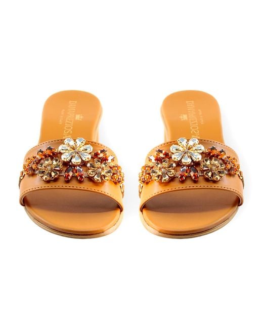 DAMAPREZIOSA Orange Flora Topaz Jewel Mule Sandal