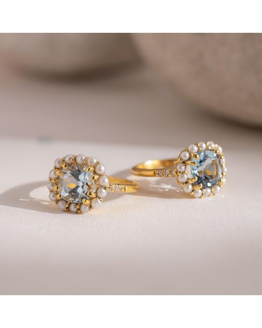 GEM BAZAAR Metallic Diana Topaz Pearl Ring