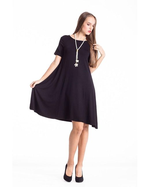 Conquista Black Dress With Uneven Hemline