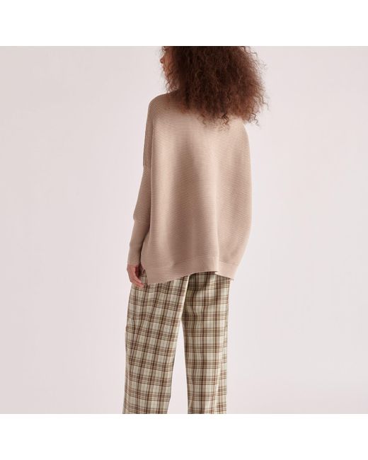 Paisie Natural Ribbed Jumper In Almond