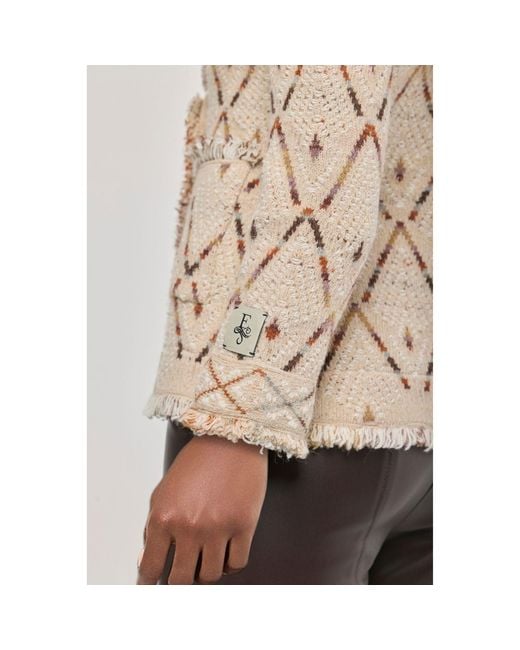 The Extreme Collection Brown Neutrals Jacquard Knit Jacket Parker