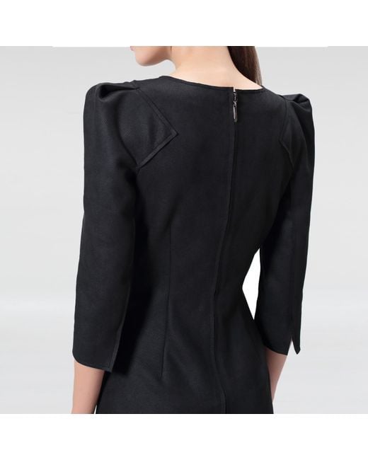 Smart and Joy Black Suede Structured Tailor Dress