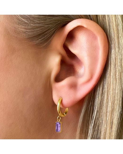 Evie Jewelry Metallic Luxe Amethyst Drop Huggie Earrings