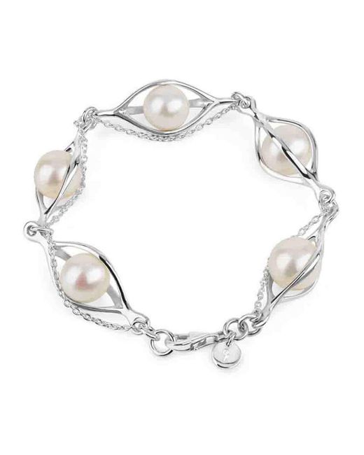 Lucy Quartermaine Metallic Couture Pearl Bracelet With Swarovski Crystals