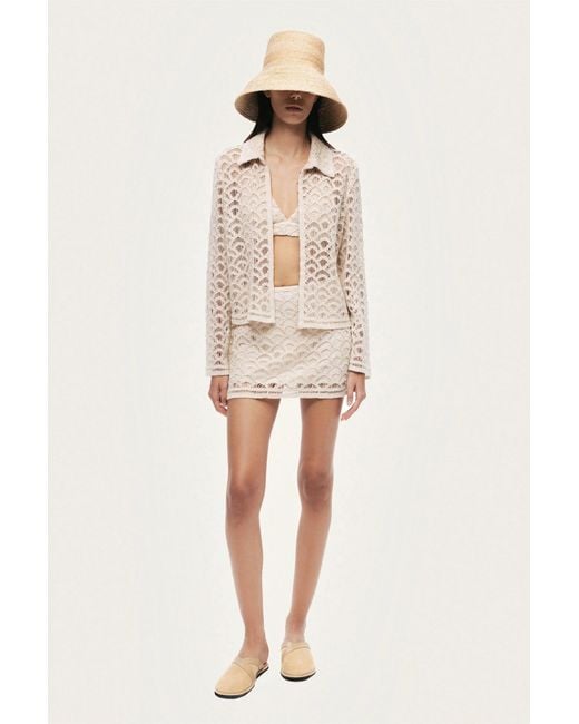 Nocturne Natural High-Waisted Lace Mini Skirt