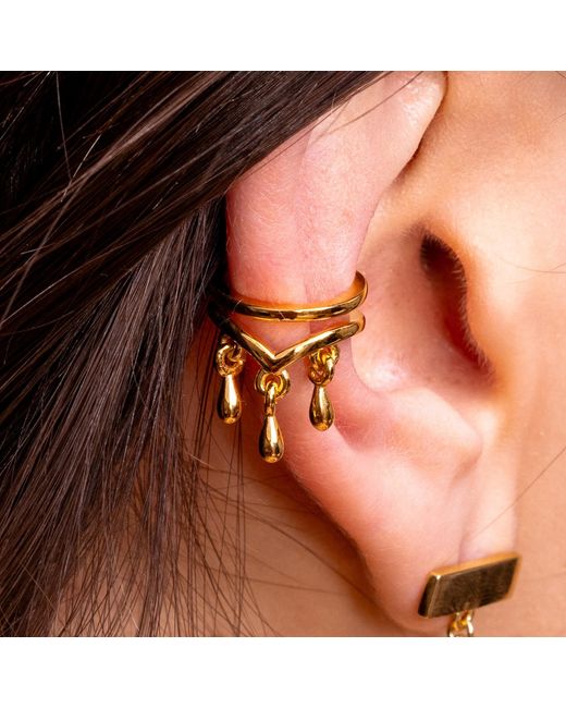 Lucy Quartermaine Metallic Tri Drop Ear Cuff