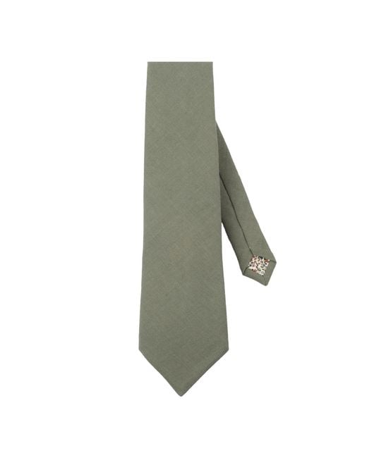 LE COLONEL Green Clay Linen Tie for men