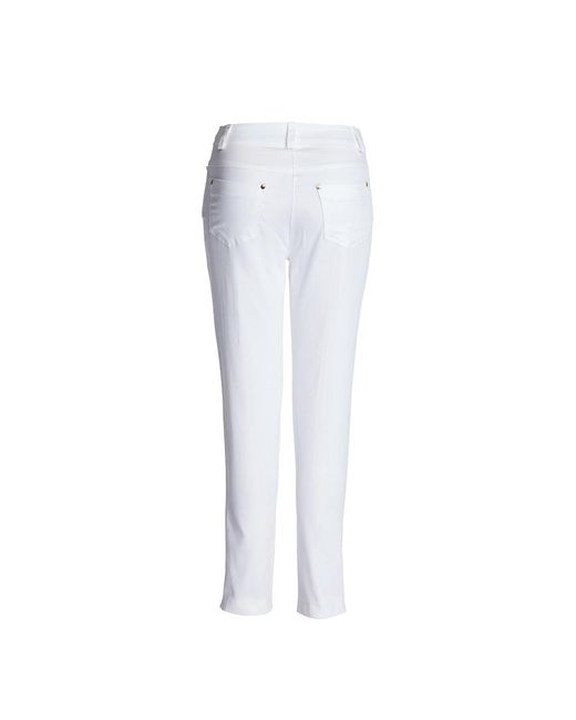 Conquista White Fitted Mid Rise Trousers