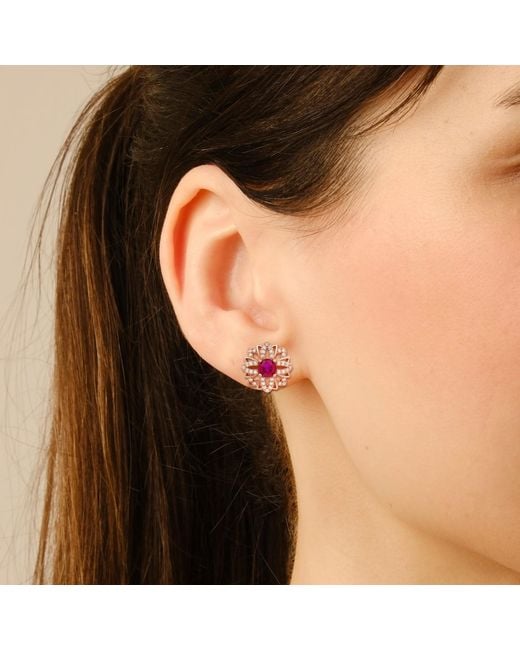 Kylie Harper Pink Ruby Floral Stud Earrings