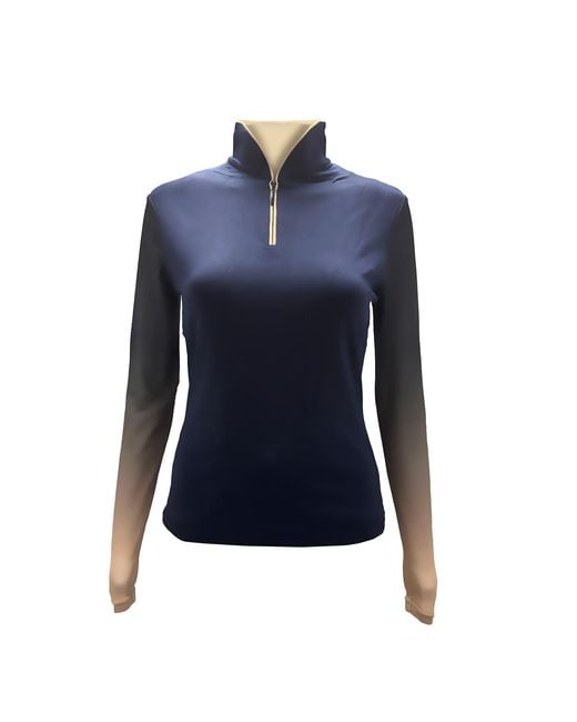 Champagne & Horses Blue Neutrals Equestrian Éco Collection Long Sleeve Sun Shirt With Ombré Mesh Sleeves