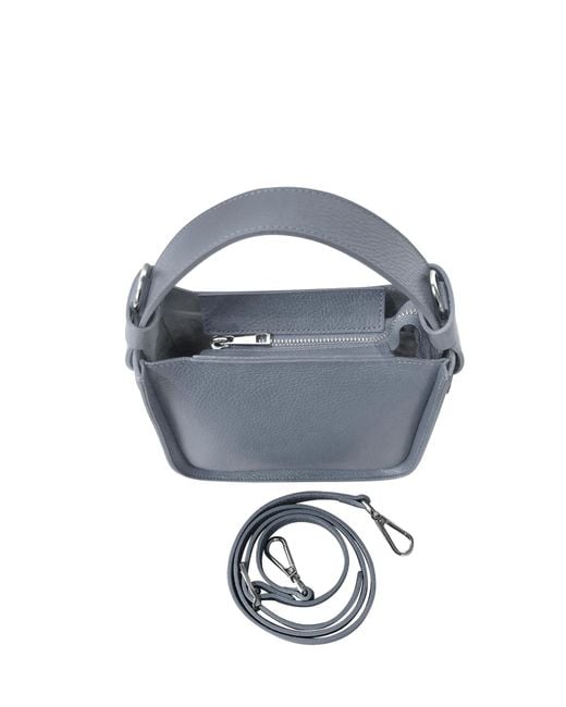 Le Parmentier Blue Duplo Small Hammered Leather Top Handle Bag