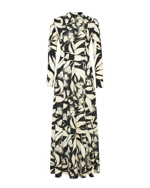 Exquise White Regular High Neck Floral Maxi Abra Dress