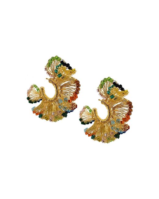 Lavish by Tricia Milaneze Multicolor Multi & Gold Rio Handmade Hoops