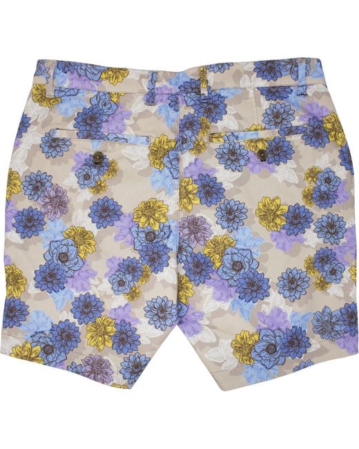 Lords of Harlech Blue John Snap Floral Flat Front Short for men