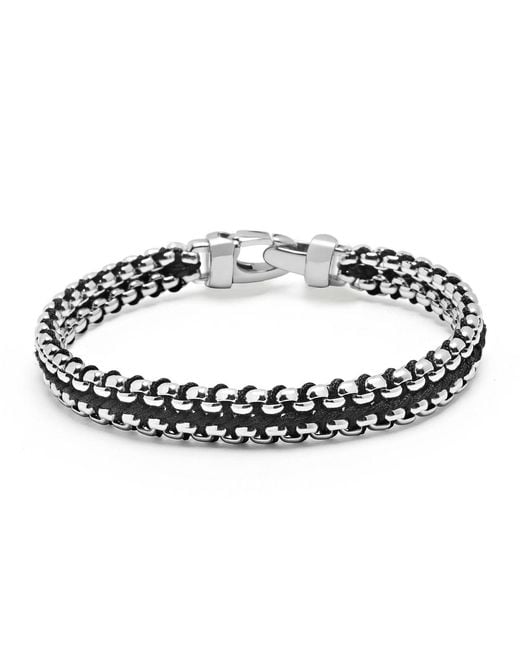 Nialaya Metallic Woven Box Chain Bracelet for men
