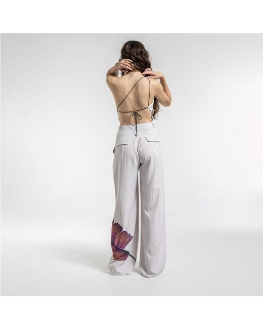 ARTISTA White Neutrals Touch Line Wide Leg Pants