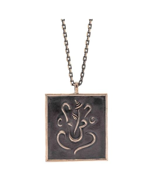 Ebru Jewelry Black Good Luck Lord Ganesha Pendant Chain Necklace