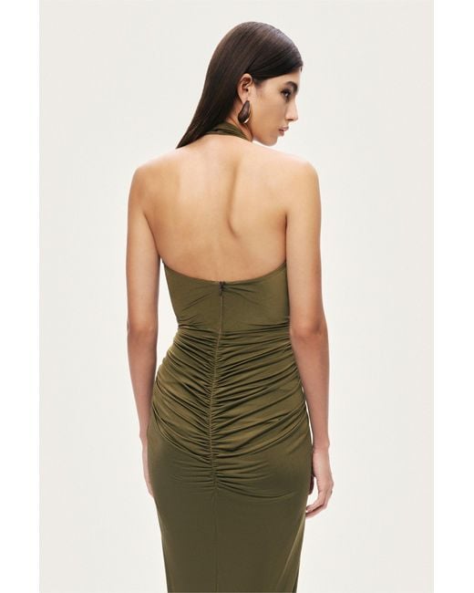 Nocturne Green Neutrals Cut-Out Halter Maxi Dress