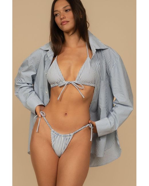 Montce Blue Classic Stripe Boyfriend Button-Down Shirt