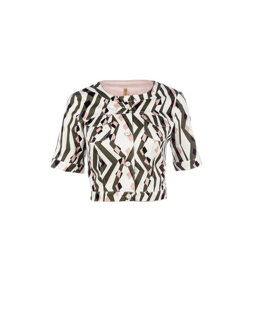 Conquista Black Print Cropped Jacket