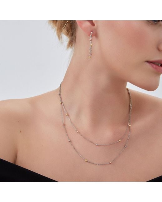 Spero London Metallic Rose Dorissa Multicolour Sterling Beaded Double Necklace