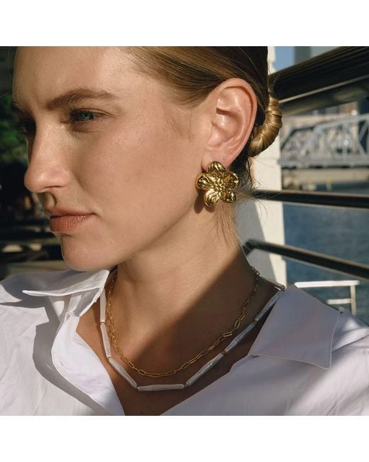 Olivia Le Metallic Floral Motif Earrings