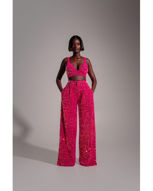 Ofuure Red Liza Sequin Pants