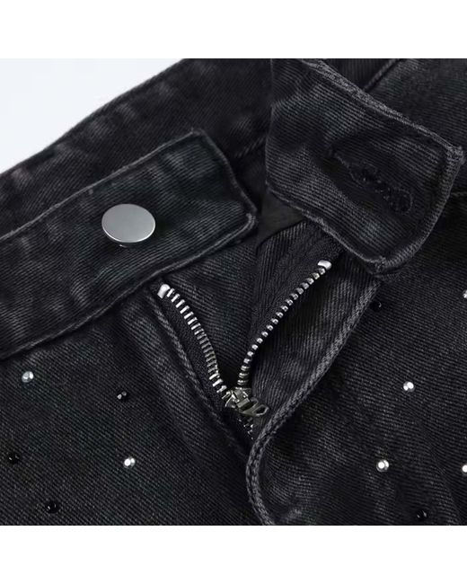 Chanel Joan Elkayam Gray Dark Crystal Embellished Washed Jeans