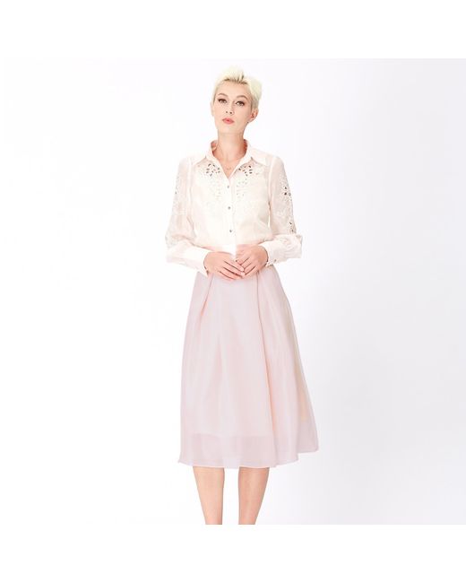 Smart and Joy Pink Neutrals Flared Organza And Satin Skirt