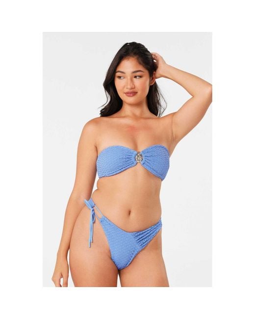Blackbough Swim Blue Alana Tie Front Cheeky Bottoms Oceania Crochet