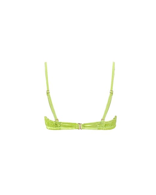 Decolet the label Green Luna Ruched Satin Bikini Top