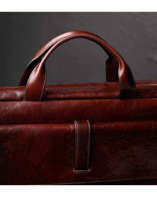 Time Resistance Brown Large Leather Briefcase Laptop Bag for men