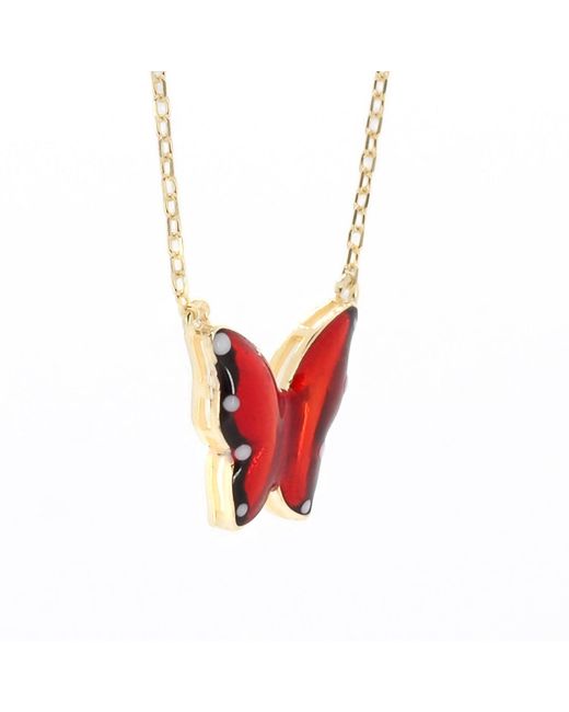 Ebru Jewelry Red Joy Enamel Butterfly Necklace