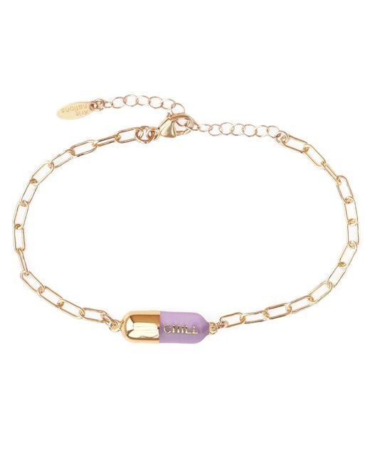 Kris Nations Pink Chill Pill Enamel Bracelet Gold Filled & Peri Lilac Enamel