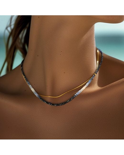 Bombyx House Metallic Birthstone September Sapphire Ombre Bead Necklace
