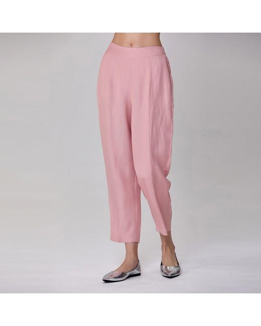 Smart and Joy Pink Straight Linen Pants