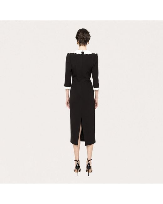Nissa Black Rose-Detail Midi Dress
