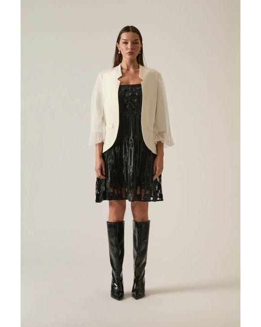 James Lakeland Natural Tulle Sleeve Blazer