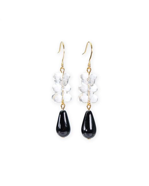 By Chavelli White Gummy Bear Pearl Drop Dangly Earrings