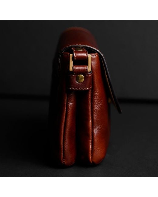 Time Resistance Brown Leather Cross Body Bag For
